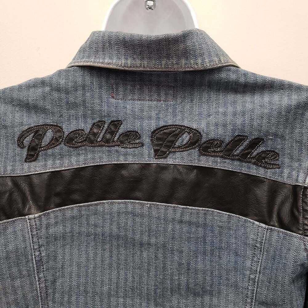Pelle Pelle Womens Zip Denim Moto  Jacket Size Medium - Picture 4 of 11